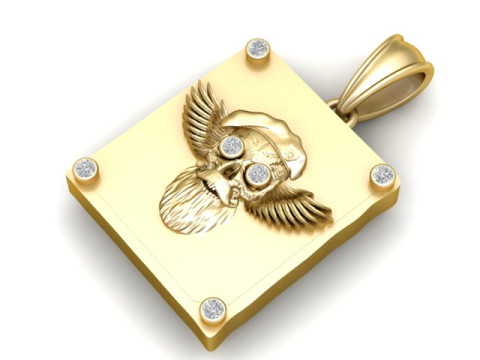 GOLDEN SKULL WITH BIG BEARD PENDANT 3D PRINTABLE MODEL 3D Print Model