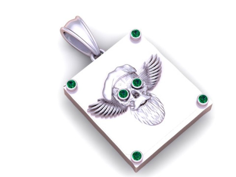 GOLDEN SKULL WITH BIG BEARD PENDANT 3D PRINTABLE MODEL 3D Print Model