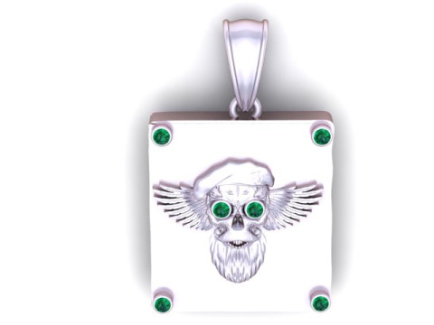 GOLDEN SKULL WITH BIG BEARD PENDANT 3D PRINTABLE MODEL 3D Print Model