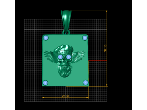 GOLDEN SKULL WITH BIG BEARD PENDANT 3D PRINTABLE MODEL 3D Print Model