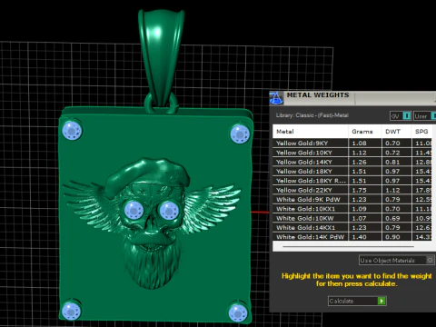 GOLDEN SKULL WITH BIG BEARD PENDANT 3D PRINTABLE MODEL 3D Print Model