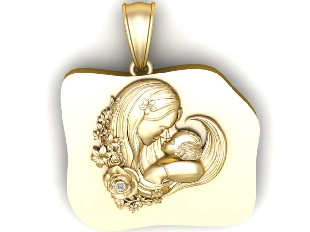 Mother Baby Coin Pendant 3D Printable Model 3D Print Model .c4d .max .obj .3ds .fbx .stl .blend 