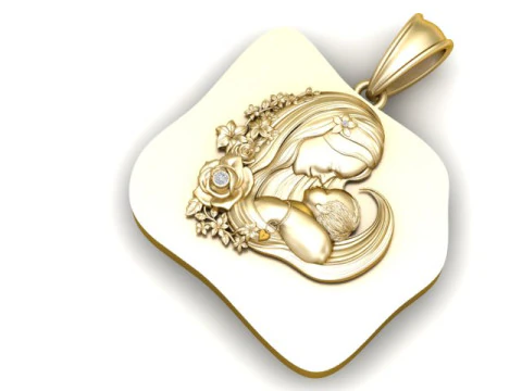 Mother Baby Coin Pendant 3D Printable Model 3D Print Model