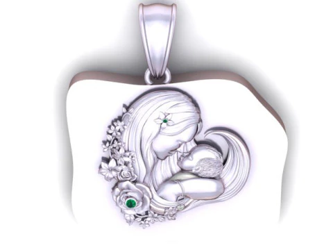 Mother Baby Coin Pendant 3D Printable Model 3D Print Model