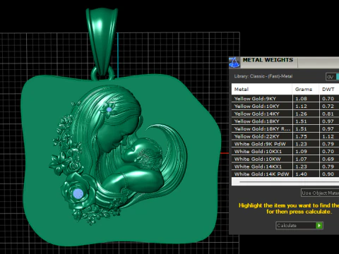 Mother Baby Coin Pendant 3D Printable Model 3D Print Model