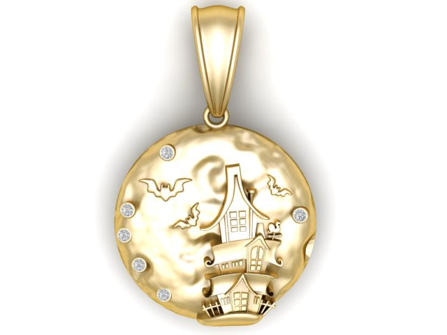 鬼屋吊坠 3D 可打印模型 3D 打印模型 .c4d .max .obj .3ds .fbx .stl .blend 