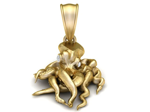 Golden Octopus Pendant 3D Printable Model 3D Print Model .c4d .max .obj .3ds .fbx .stl .blend 