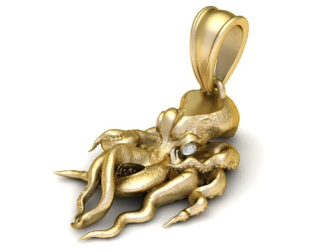 Golden Octopus Pendant 3D Printable Model 3D Print Model