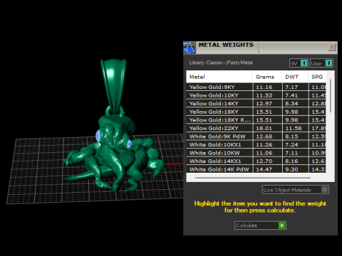 Model Cetak 3D Liontin Gurita Emas Model Cetak 3D