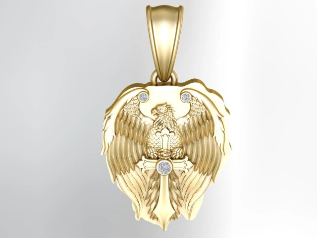Double-Headed Eagle Pendant 3D Printable Model 3D Print Model .c4d .max .obj .3ds .fbx .stl .blend 