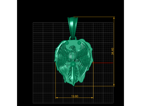 Model Cetak 3D Liontin Elang Berkepala Dua Model Cetak 3D