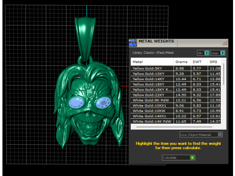 Model Cetak 3D Liontin Tengkorak Midas Model Cetak 3D