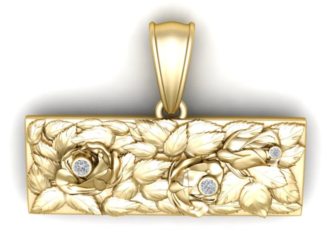 Golden Rose Bar Pendant 3D Printable Model 3D Print Model .c4d .max .obj .3ds .fbx .stl .blend 