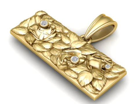Golden Rose Bar Pendant 3D Printable Model 3D Print Model