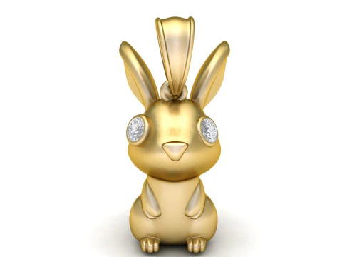 PINGENTE DE COELHO DOURADO 3D IMPRIM&iacute;VEL MODELO Modelo de Impressão 3D