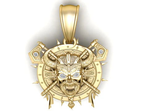 Modello stampabile 3D con ciondolo in oro con facce di teschio Danasure Modello di stampa 3D