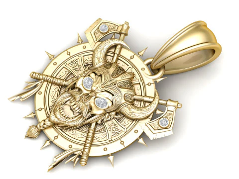 Danasure Skull Faces Gold Pendant 3D Printable Model 3D Print Model