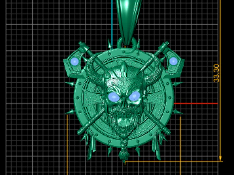 Danasure Skull Faces Gold Pendant 3D Printable Model 3D Print Model