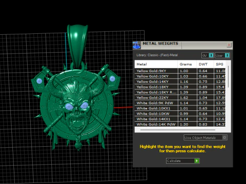 Danasure Skull Faces Gold Pendant 3D Printable Model 3D Print Model