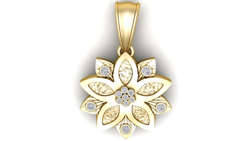 ПІДВІС З ЗОЛОТОЮ КВІТКОЮ 3D МОДЕЛЬ ДЛЯ ДРУКУ 3D Принт Модель .c4d .max .obj .3ds .fbx .stl .blend