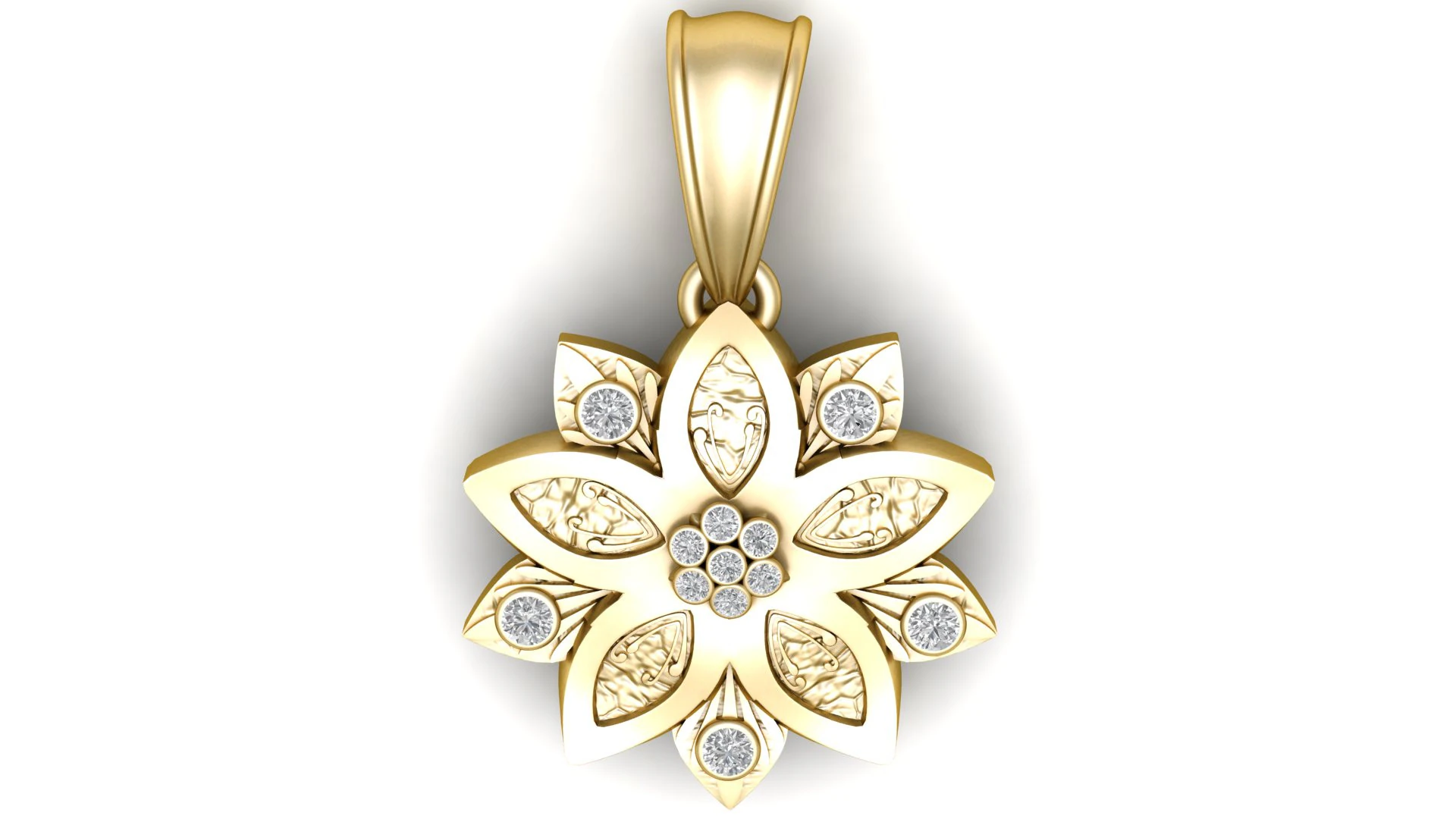 GOLDEN FLOWER PENDANT 3D PRINATBLE MODEL 3D Print Model .c4d .max .obj .3ds .fbx .stl .blend