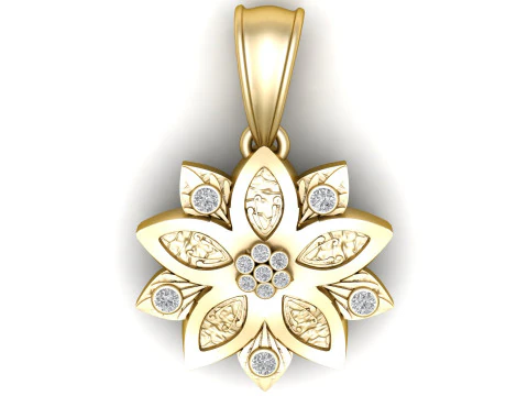 황금 꽃 펜던트 3D 인쇄 가능 모델 3D 프린트 모델