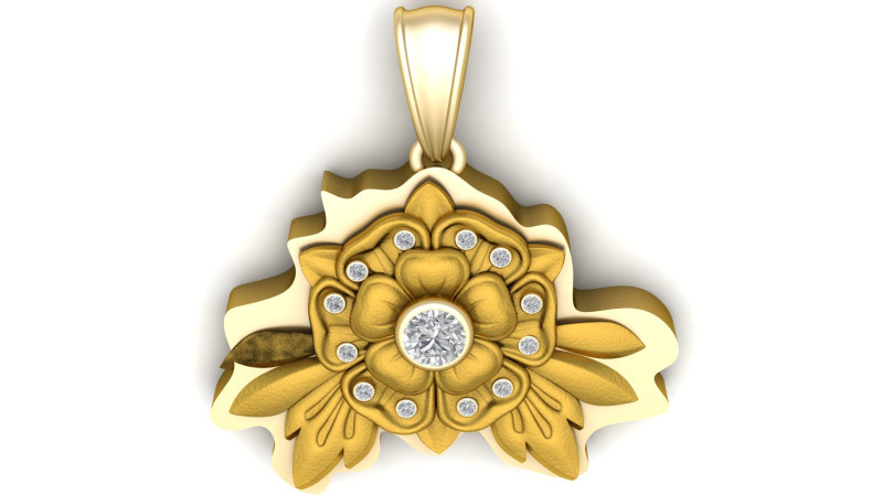 MODEL CETAK 3D LIONTIN BUNGA MAWAR EMAS Model Cetak 3D .c4d .max .obj .3ds .fbx .stl .blend 