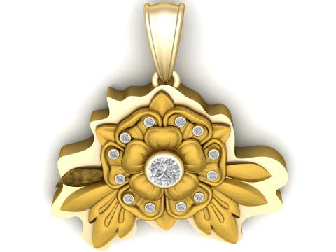GOLDEN ROSE FLOWER PENDANT 3D PRINTABLE MODEL 3D Print Model