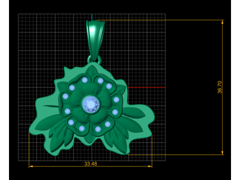 MODEL CETAK 3D LIONTIN BUNGA MAWAR EMAS Model Cetak 3D