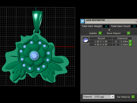 MODEL CETAK 3D LIONTIN BUNGA MAWAR EMAS Model Cetak 3D