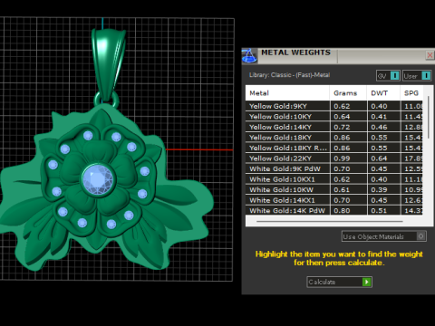 MODEL CETAK 3D LIONTIN BUNGA MAWAR EMAS Model Cetak 3D