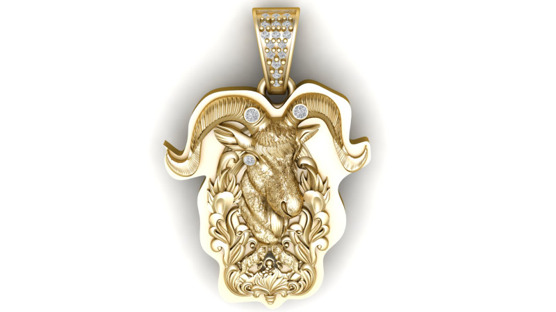Golden Goat Pendant 3D Printable Model 3D Print Model .c4d .max .obj .3ds .fbx .stl .blend
