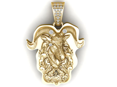 Golden Goat Pendant 3D Printable Model 3D Print Model