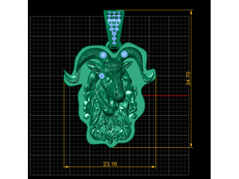 Altın Keçi Kolye 3D Yazdırılabilir Model 3D Baskı Modeli