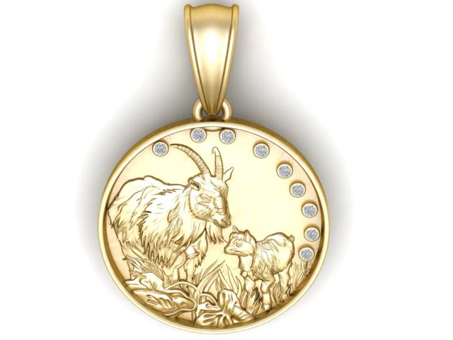 Mother Goat with Baby Pendant 3D Printable Model 3D Print Model .c4d .max .obj .3ds .fbx .stl .blend