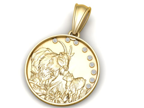 带婴儿吊坠的母山羊 3D 打印模型 3D 打印模型