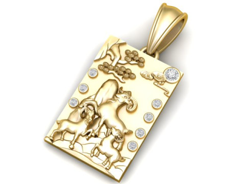 Golden Goat with Baby Pendant 3D Printable Model 3D Print Model