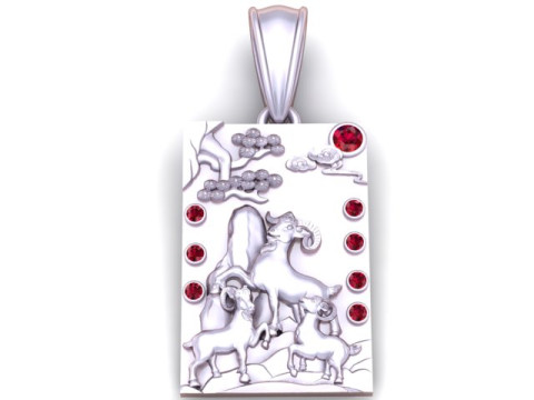 Golden Goat with Baby Pendant 3D Printable Model 3D Print Model