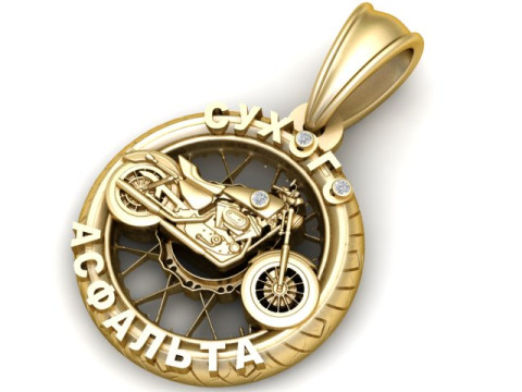 MODEL CETAK 3D LIONTIN BYKE EMAS Model Cetak 3D