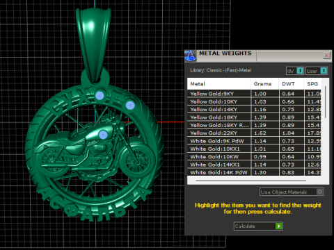 MODEL CETAK 3D LIONTIN BYKE EMAS Model Cetak 3D