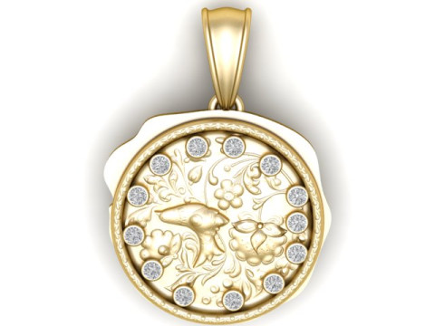 Gold Flower Pendant with Dolphin 3D Printable Model 3D Print Model