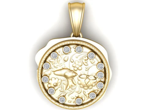 Gold Flower Pendant with Dolphin 3D Printable Model 3D Print Model