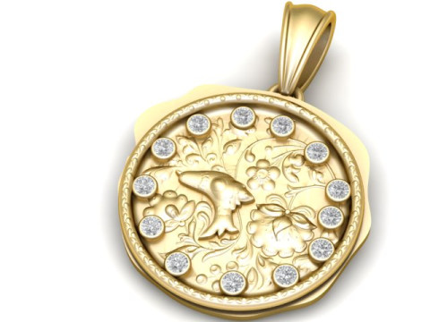 Pingente de flor de ouro com modelo para impressão 3D de golfinho Modelo de Impressão 3D