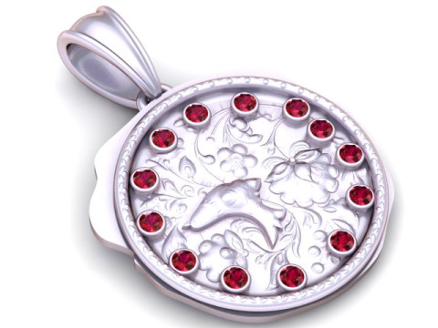 Pingente de flor de ouro com modelo para impressão 3D de golfinho Modelo de Impressão 3D