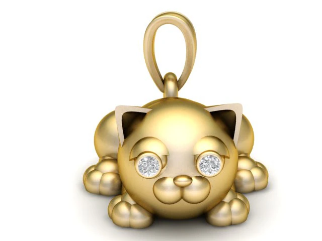 Golden Cat Pendant 3D Printable Model 3D Print Model .c4d .max .obj .3ds .fbx .stl .blend 