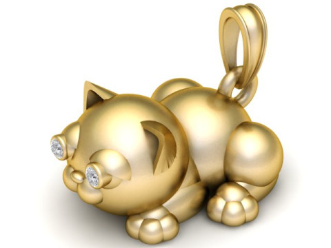 Тривимірна модель підвіски «Золотий кіт» для друку 3D Принт Модель