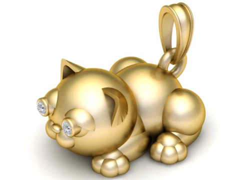 Golden Cat Pendant 3D Printable Model 3D Print Model