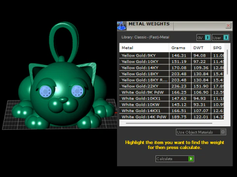 Golden Cat Pendant 3D Printable Model 3D Print Model