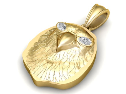 Modello stampabile 3D con ciondolo faccia di pollo dorato Modello di stampa 3D