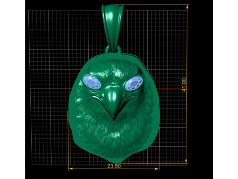 Modello stampabile 3D con ciondolo faccia di pollo dorato Modello di stampa 3D